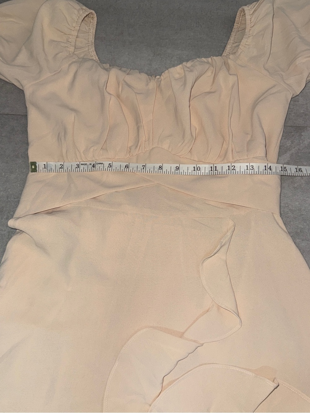 Beige Ruffled Short Dress - Picture 4 of 6
